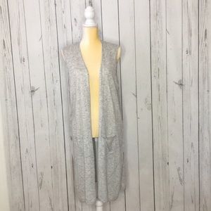 Heather Grey Sleeveless Longline Cardigan